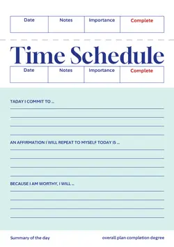 Education Time schedule Product display