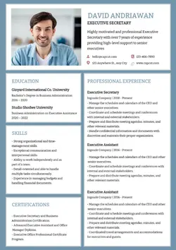 Resume Executive Secretary Business