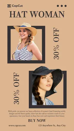 Fashion Hat Woman Sale Promotion Instagram Story 