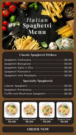 italian spaghetti menu instagram story