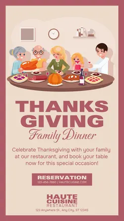 Thanksgiving Family Dinner Restaurant Event Flyer Instagram Story