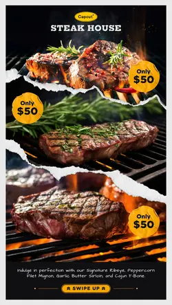 Food Steak House Promo Instagram Story Paper Style