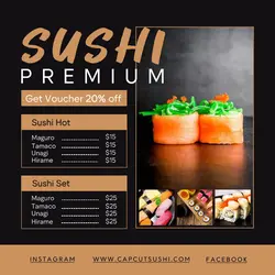 Premium Sushi sales promotion Instagram post black gold