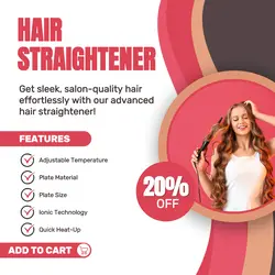 E-commerce Electronics Hair Straightener Product Callout Pink