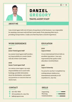 Business Travel Agent Staff Resume Modern