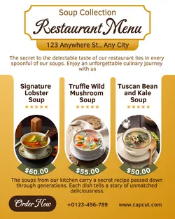 Food & Beverage Soup Menu Restaurant