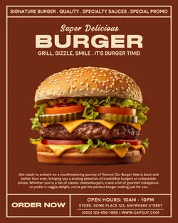 super delicious burger sale instagram post