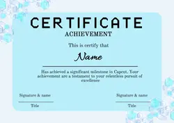 NON-MARKETING CERTIFICATE OF Achievement blue minimalist