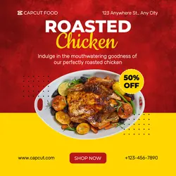 Food and Beverage Roasted Chicken Instagram Post