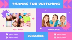 Youtube End Screen Kids Blue Pink and Purple
