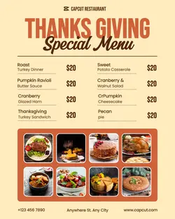 Thanks Giving Special Menu