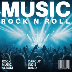 Album cover music rock n roll simple white blue background