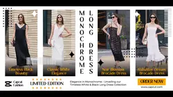 Fashion Monochrome Long Dress Product Display