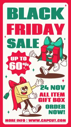 Black Friday Sale Instagram Story Red Green Retro Funny Character