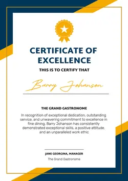 Non-Marketing Award Certificate