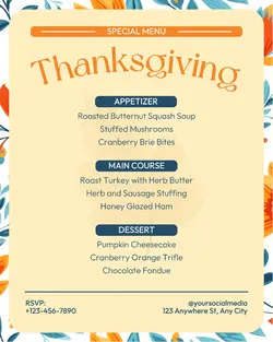 Thanksgiving Food Menu Instagram Portrait