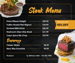 Food Beef Steak Menu Facebook Post