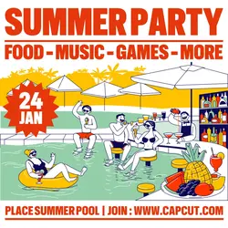 Summer Party Event Instagram Post Colorfull Flat Modern