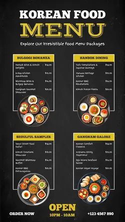 Chalkboard Korean Food Menu Promotion Instagram Story