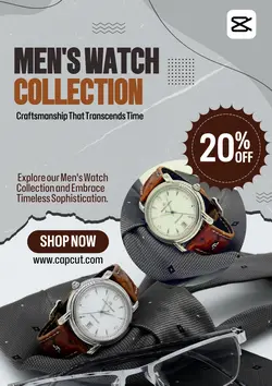 Fashion Watch Product Promotion Poster Gray & Brown