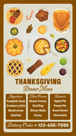 Thanksgiving Dinner Menu Instagram Story