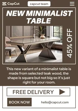 New Minimalist Table Sale Promotion Story
