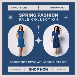 2024 Spring Fashion Minimalist Blue for Social Media Post