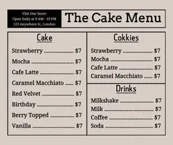 The Cake Menu Facebook Post
