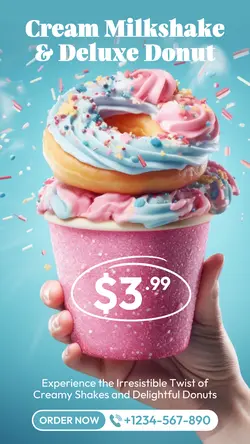 Food & Beverage Cream Milkshake & Deluxe Donut Instagram Story