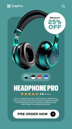 Green Modern UI Headphone Promotion Instagram Story