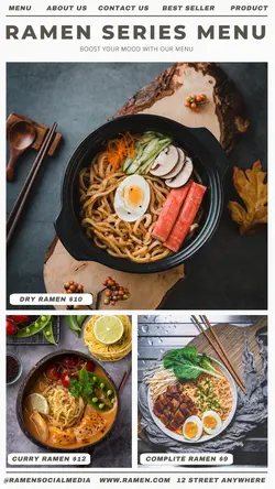 Food Ramen Series Menu Display Instagram Stories