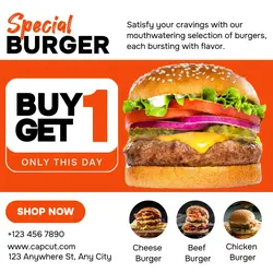 Special Burger Buy One Get One Instagram Post