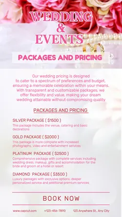 PACKAGES & PRICING WEDDING IG STORY 