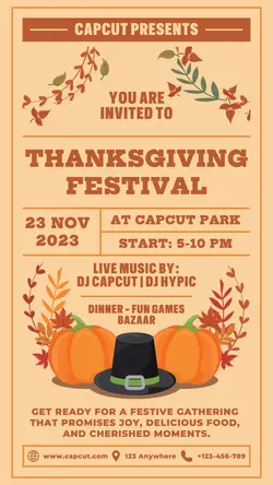 Thanksgiving Day Festival Poster Invitation TikTok