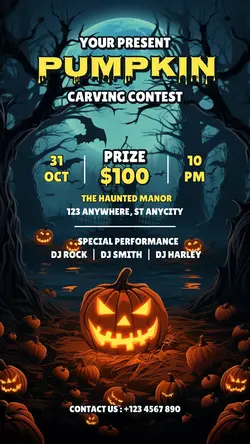 Pumpkin Carving Contest Invitation dro Instagram Story