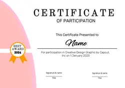 NON-MARKETING CERTIFICATE PINK MINIMALIST