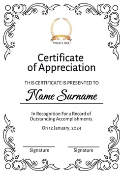 Non Marketing Certificate Black White Minimalist Certificate