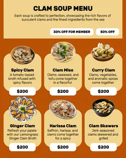 Clam Soup Menu