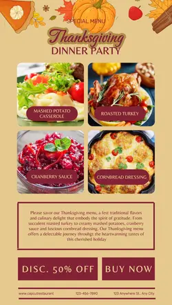 SPECIAL MENU THANKSGIVING DINNER PARTY INSTAGRAM S