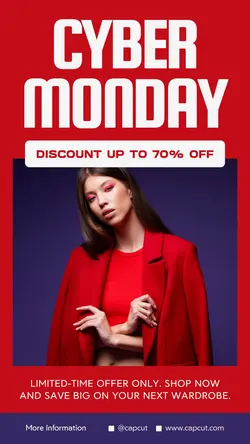 Red and Navy Simple Cyber Monday Sale TikTok