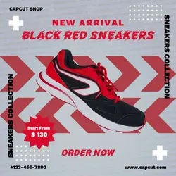 Fashion Black Red Sneaker Product Display