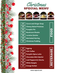 Christmas Day Special Menu Instagram Portrait