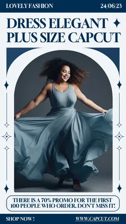 Dress Elegant Plus Size Capcut TikTok White Blue Minimalist