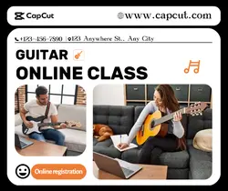 Education Guitar Online Class Present Moder