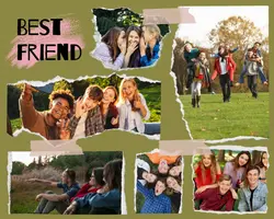 Non-marketing photo collage torn paper best friend olive