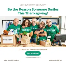 Thanksgiving Charity Invitation Instagram Posts Modern Minimalist