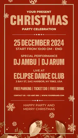 Red Christmas Party Invitation for Instagram Story