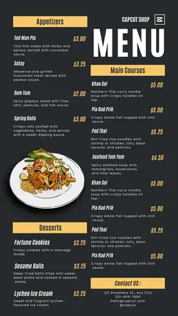 Food Thailand Restaurant Menu Instagram Story