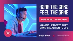 Navy and Red Gaming Headset Facebook Ad