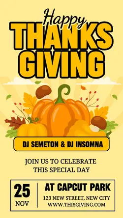 Happy Thanksgiving Celebration Invitation Instagram Story